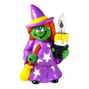 Vintage Witch flickering candle light w/ suction to window Halloween Holiday dec